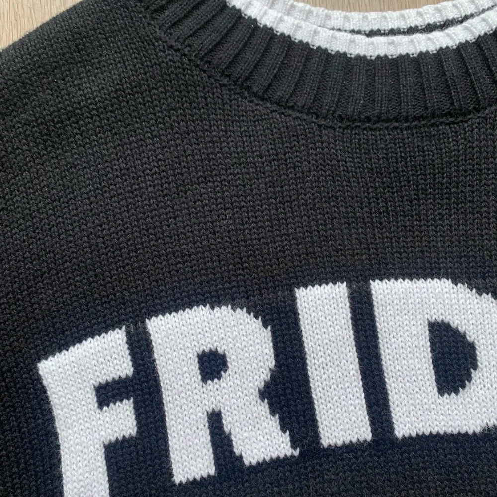Moon & Madison Black and White 'Friday' Knit Sweater - Picture 9 of 10